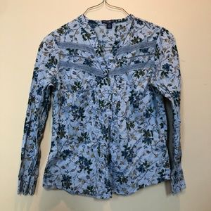 Bandolino Collarless Floral Button Up